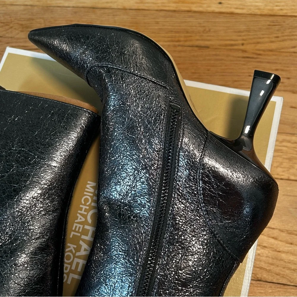 Michael Kors Clara Mid Bootie Anthracite Dark Grey Size 7m Silver women’s boots - Picture 9 of 16
